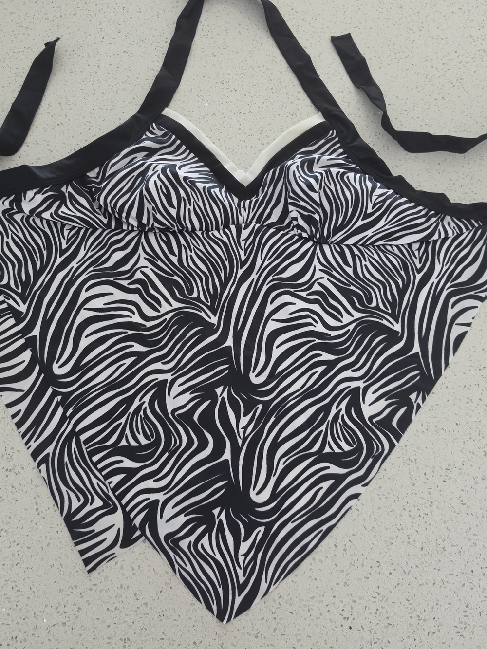 Zebra Swimtop Print Halter Chemise - Black & White M - Picture 2 of 10